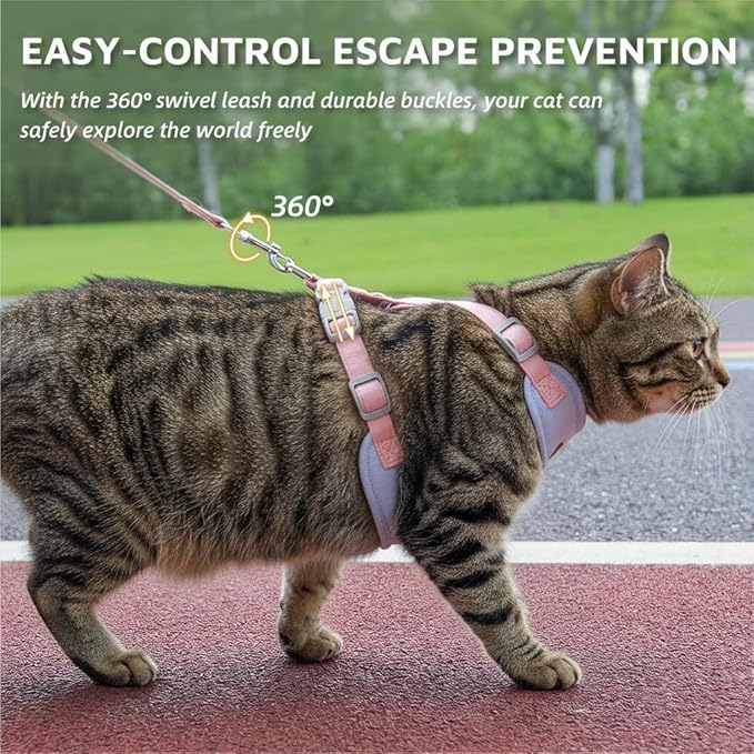 Escape-Proof Cat Harness and Leash Set - Adjustable and Comfortable - Ideal for Walking Cat Outdoors - Fits Small Dogs, Kittens, Medium, and Large Cats (Blue, L)