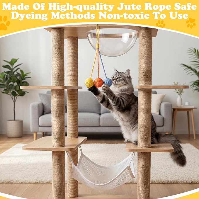 Leitee 20 Pcs Cat Interactive Toys Set Wooden Cats Teaser Wand Toy with Feather Handle Chew Rope Mouse Sisal Balls with Bells for Indoor Kitten Play Chase Exercise (Mice Toy)