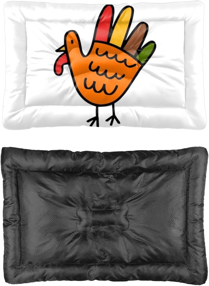 Colorful Turkey Graphic Crate Dog Bed Washable Dog Mats Pet Beds for Cats Pet Friendly Bed Non- Slip Bottom Accessories Multi- Scenario Mat Gift Printed Cat 24× 18 Inch