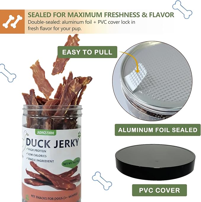 Duck Jerky Dog Treats, 100% Real Duck Breast, Single Ingredient Grain Free Dog Treats, High Protein Low Fat Training Treats for Dogs, Healthy Chewy Treats for Small Medium Large Dogs, 7 oz