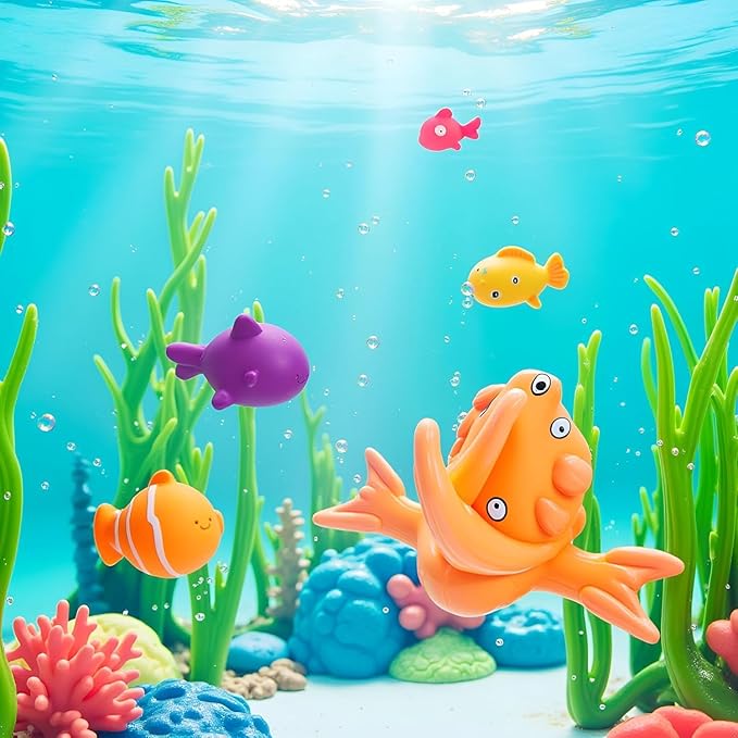 6Pcs Colorful Pool Cat Interactive, Cat Floating Water, Pet Kitten Swimming Bathing Fish, Sensory for Indoor Cats to Self Play