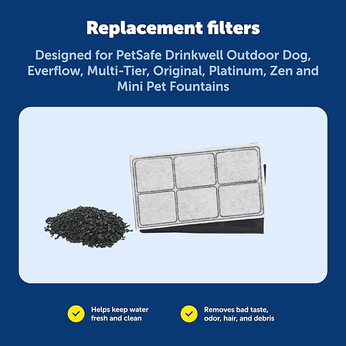 PetSafe Drinkwell Replacement Carbon Filter, Dog and Cat Water Fountain Filters, pack of 3