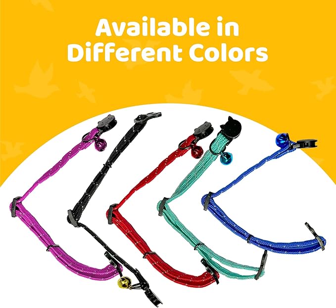 BirdsBeSafe® Break Away Cat Collar with Bell, Reflective Thread for Night Visibility, Comfortable Elastic Stretch Cat Collar to Protect Cat from Getting Stuck in the Garden.