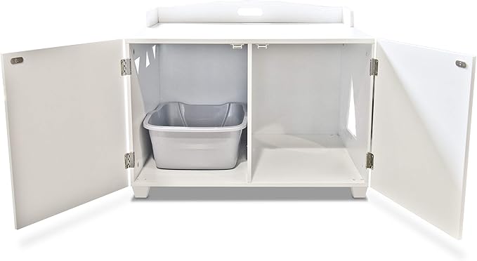 Furhaven Designer Hidden Litter Box Storage Container Cabinet - White, One Size