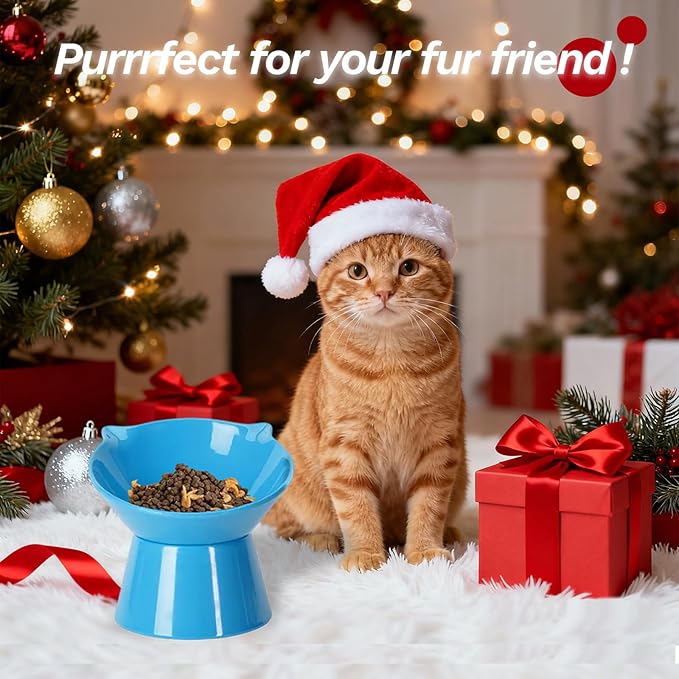 Detachable Elevated Cat Bowls, 15° Tilted Raised Cat Food Bowl Anti-Vomiting,Whisker Friendly, Adjustable Cat Dishes for Protecting Spine,Adult Kitten