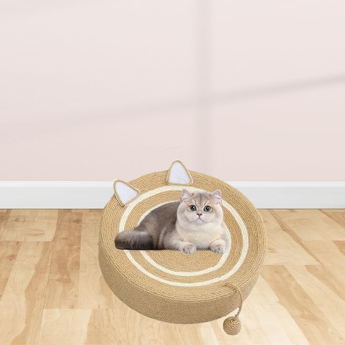 Cat Scratching Board Sisal Oval Scratcher Lounge Bed Antislip Resistant Pad Comfortable Rest Suitable for Indoor Furniture 40cmx