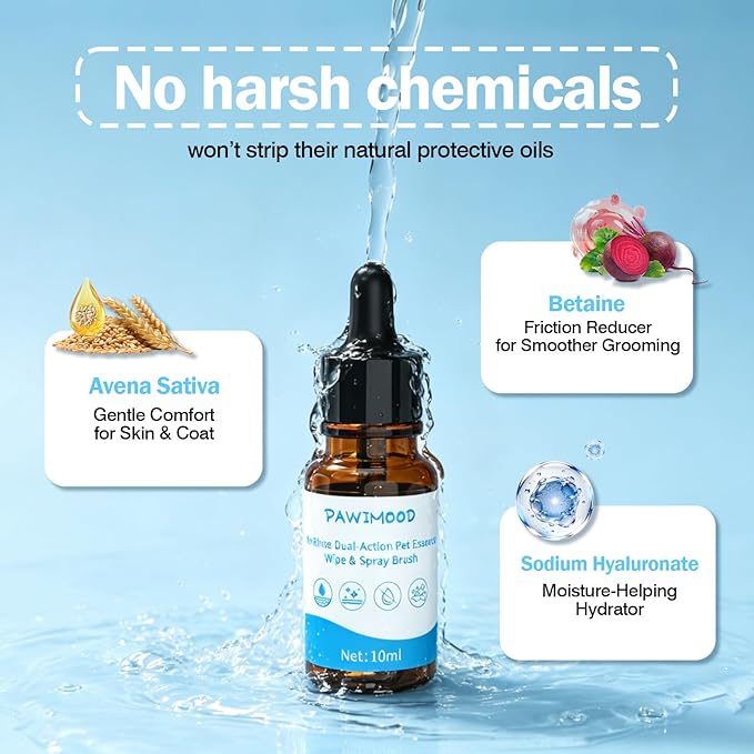 2Pcs Waterless No-Rinse Pet Shampoo Essence for Dogs & Cats, Concentrated Deodorizing Formula Neutralizes Odors & Hydrates Coat with Pomegranate Scent, for Steam Brush,0.34 oz*2