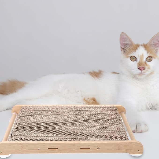 Cat Scratching Board and Lounge Bed Large Corrugated Cardboard Cat Scratch Mat with Frame Protecting Furniture and Playing