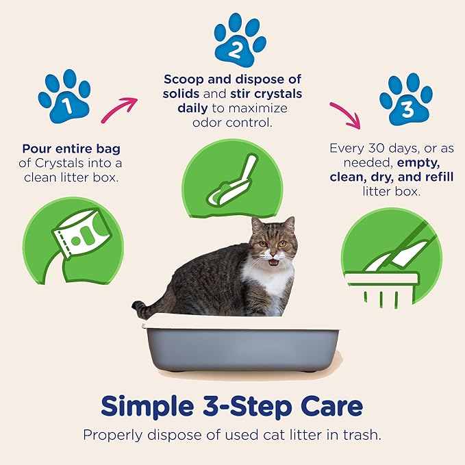 Cat’s Pride Micro Crystals Cat Litter, Non-Clumping, Scented, 30-Day Odor Control, 99% Dust Free, Lightweight, Soft on Paws, 6.5lb Bag