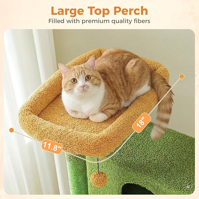 MUTTROS 71” Cactus Cat Tree for Large Cats, Extra Stable Tall Cat Tower with Oversized Hammock, 2 Condos, Sisal Scratching Posts, Vertical Multi-Level Cat Tree for Indoor Multi-Cat Homes