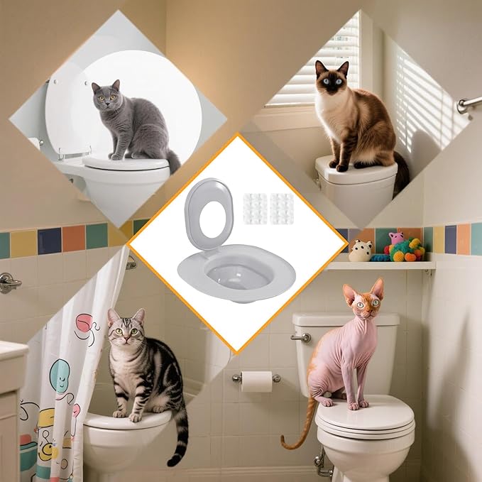 Cat Potty Toilet Training Kit | Removable Potty Seat,Toilet Litter Box Trainer | for Indoor Home Apartment Bathroom Basement Pet Shop
