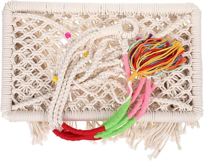 KALLORY Macrame Hanging Cat Bed Hammock Decorative Boho Cat Swing Bed Small Kitten Nest Indoor Household Pet Furniture