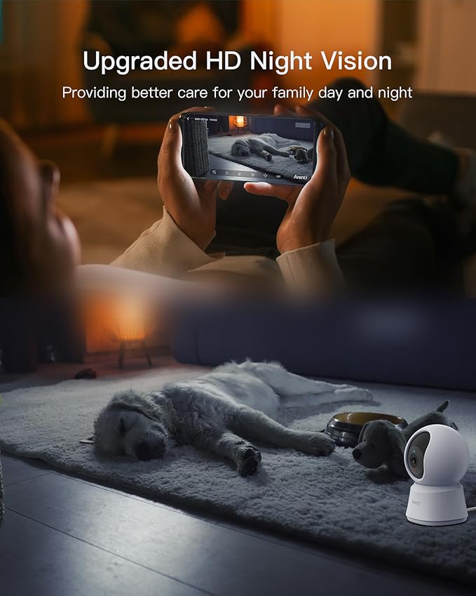 ARENTI 5G Indoor Security Camera, 4MP Pet Camera with Speaker for Dog/Cat, Baby Monitor with Phone App, Dual-Band WiFi, Auto Tracking, Super Night Vision, 2-Way Talk, Cloud & SD Card Storage(P2Q)