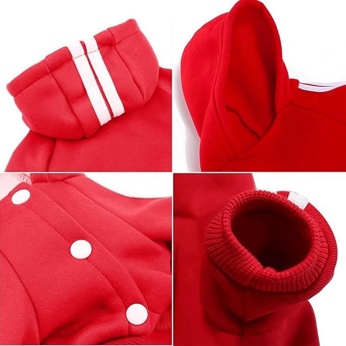 Cute Dog Hoodie Tracksuit Sweater Coat Jacket Winter Pajamas Clothes Clothing Jumpsuit 4-Legs Red for Cat Puppy Small Medium Big All Type Dogs (3X-Large)