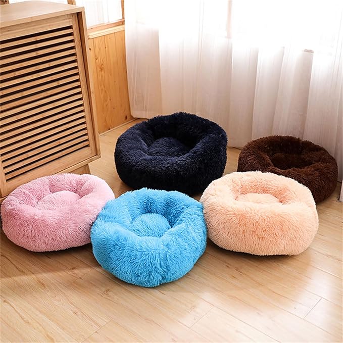 Thereisno Soft Handmade Pet Bed for Cat or Small Dog Detachable Round Bed for Fall Winter Indoor Sleeping Furniture Cat Bed