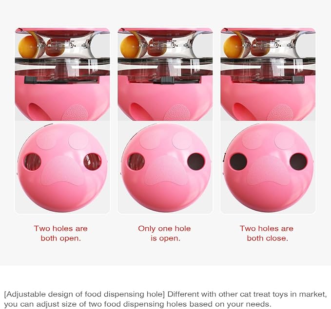 Interactive Cat Toy for Indoor Cats Wobble Treat Dispenser Ball Kitten Food Dispenser & Puzzle Feeder Balls & Enrichment Toys & Mental Stimulation Interactive Brain Game (Pink)