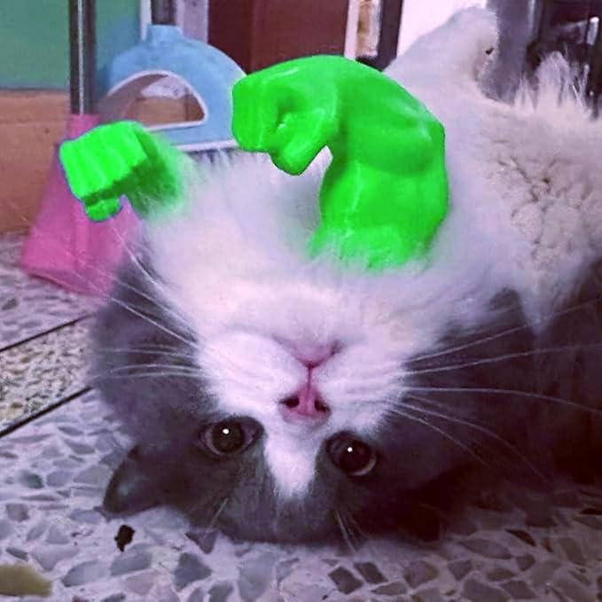 Cat Arms Muscle Arms for Cats Neck Funny 3D Printed Arm Cosplay Accessories (Green)
