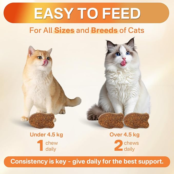 Puyrzoe 4-in-1 Flea Treatment for Cats Chewable, Natural Cat Flea and Tick Prevention Chewable Supplement for Skin & Coat | Immunity Support | Digestive | Flea & Tick Treatment for All Breeds & Sizes