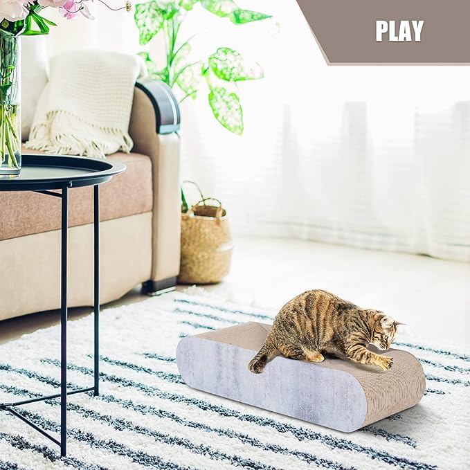 2 in 1 Cat Scratcher Cardboard Lounge Bed, Cat Scratching Post, Durable Board Pads Prevents Furniture Damage,Large (Reversible Grey)