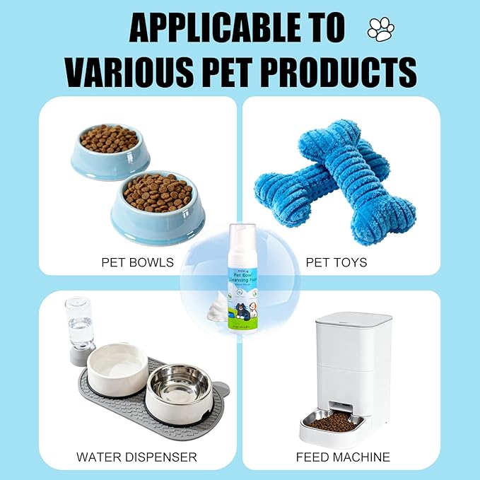 MeCids Pet Bowl Cleaning Mousse – Pet Bowl Cleaner, Natural Plant-Based, Safe & Non-Toxic, Powerful Foam for Effective Cleaning, Suitable for Cat & Dog Bowls, Pet Toys, and More