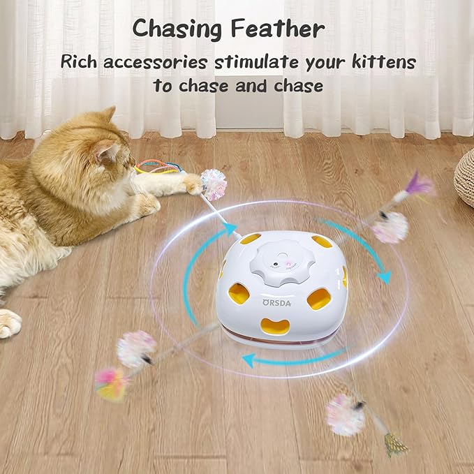ORSDA 14PCS Cat Feather Toys Replacement Interactive Kitten Toys for Indoor Cats with Mylar Crinkle Balls Multicolor Pack for Indoor Exercise（Only Suitable for T65 & T85 4 in 1 and 5 in 1 Cat Toy