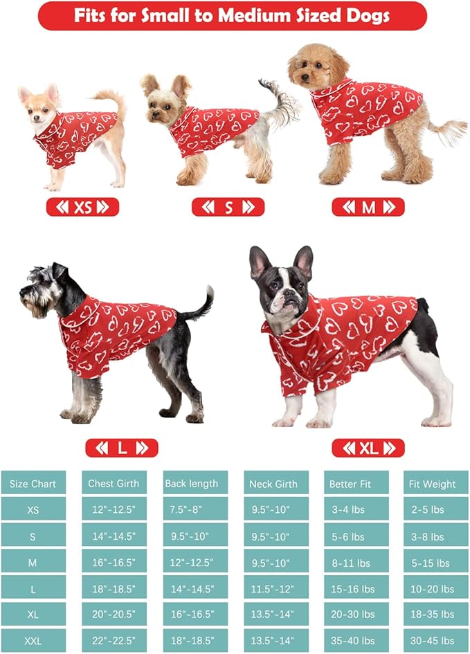 CuteBone Two-Leg Velvet Pet Pajamas Girl Dog Clothes - Soft, Cozy, and Stretchy Boy Pjs for Small, Medium Dogs and Cats Winter Sleepwear Apparel LTP01XS