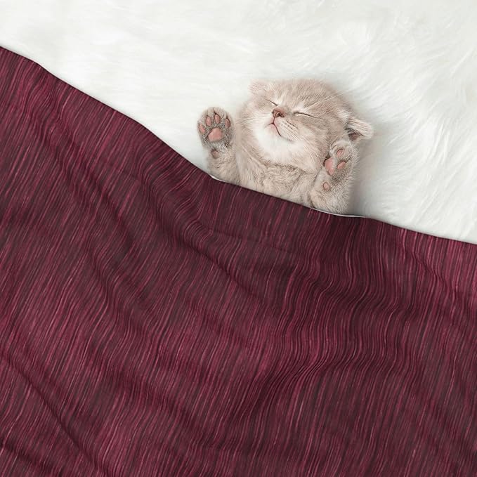 Cat Dog Blanket Burgundy Metal with Subtle Shine Lines Ultra Soft Warming Mat for Indoor Pet Beds Furniture 27.6 X 19.7inch