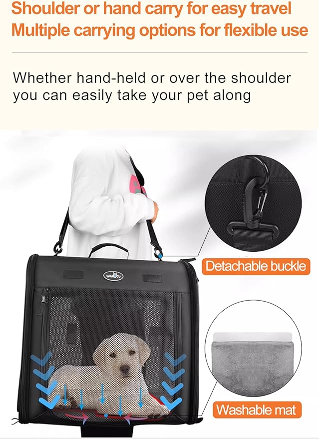 2-in-1 Cat Carrier for 2 Cats, Foldable Double Cat Carrier,Two Pets Carrier for Outdoor Travel with Secure Zipper Locks