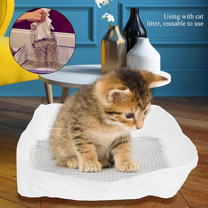 Cat Litter Box Liners, Leak Proof Cat Poop Bags, Reusable Self Sifting Litter Pan Box Liners Bags for All Kinds of Cat Litter