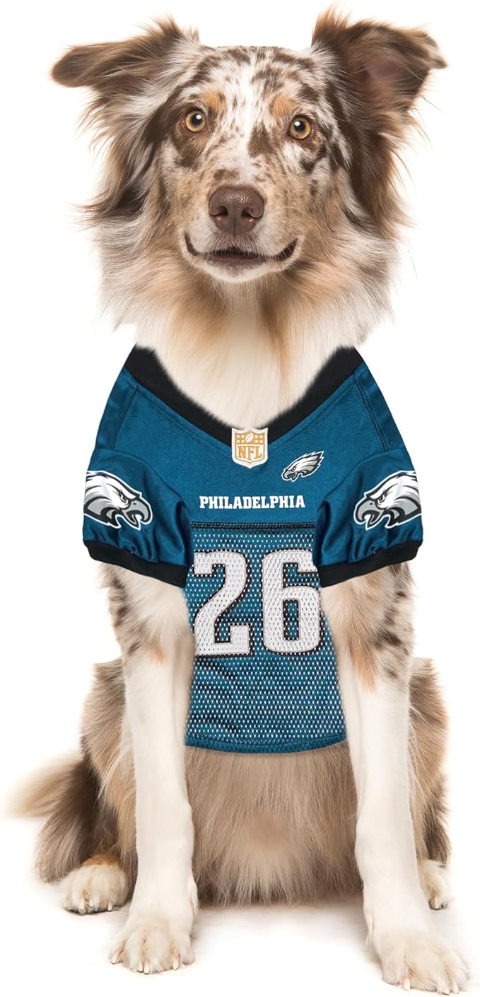 Pets First NFLPA Saquon Barkley Pet Jersey #26, NFL Dog Shirt, Philadelphia Eagles Mesh Jersey, Size Medium