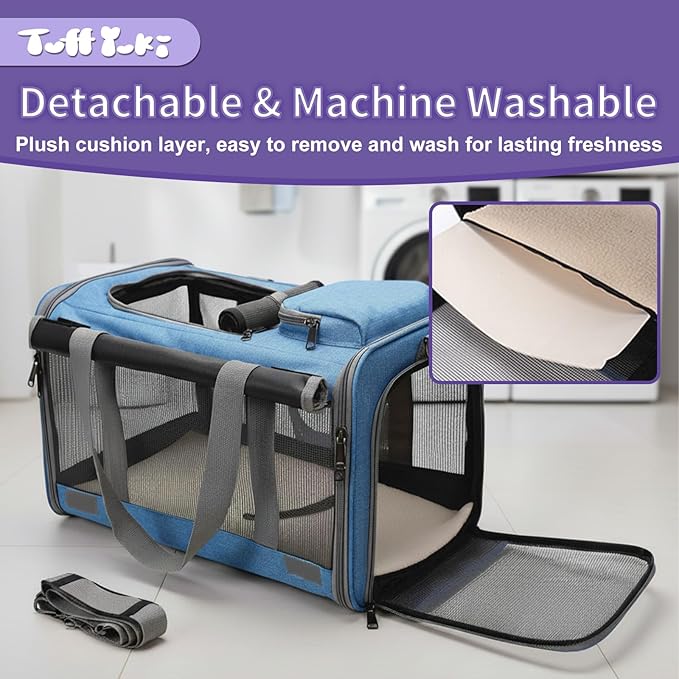 Pet Carrier for Medium-Small Cats, Collapsible Cat Carrier and Soft-Sided Pet Carrier for Medium Big Cats and Puppy Up to 17lbs, 2-Way Entry with Privacy Cover, Travel Bag L18.12”X11.81”X11.81”