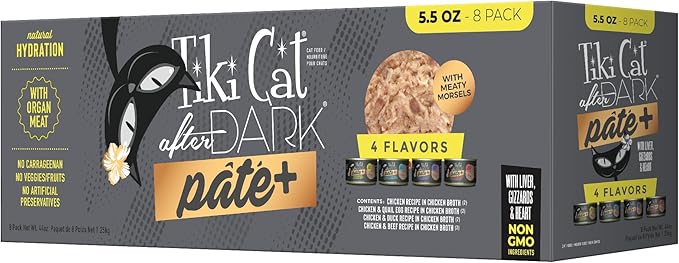 Tiki Cat After Dark Pate+ Variety Pack, 5.5 oz. Cans (Pack of 8)