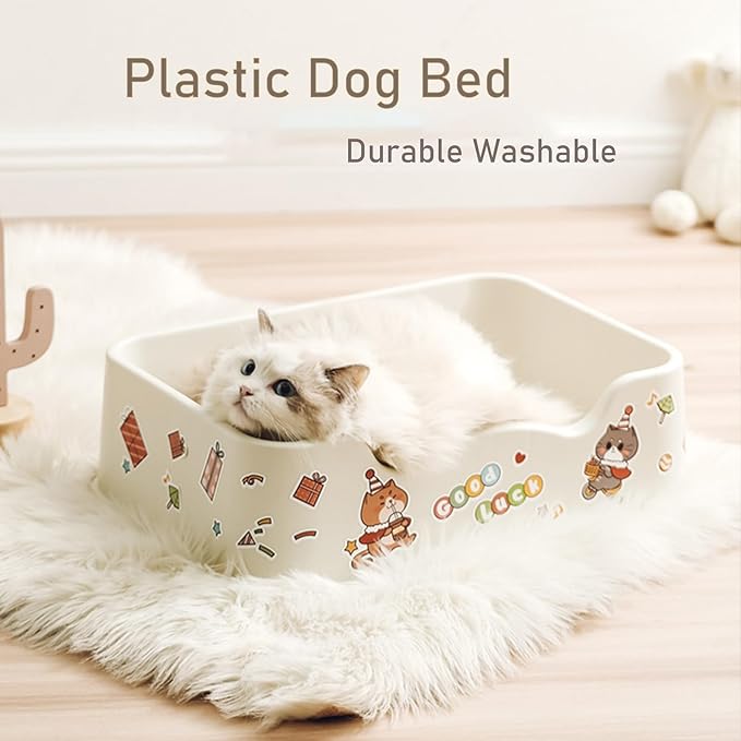 Plastic Cat Bed 100% Recycled Plastic - Cat Bed Durable Washable Breathable & Antislip Easy to Clean Great for Small -Purple