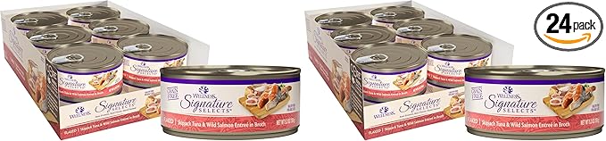 Wellness CORE Signature Selects Flaked Adult Wet Cat Food,Natural,Protein-Rich,Grain Free,5.3 Ounce (Skipjack Tuna & Wild Salmon),(Pack of 24)