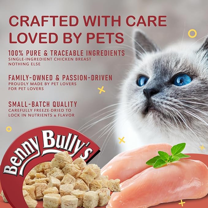 Benny Bullys ® Chicken Breast Chops Freeze Dried Cat Treats - 20g/ 0.7oz (4 Pack)