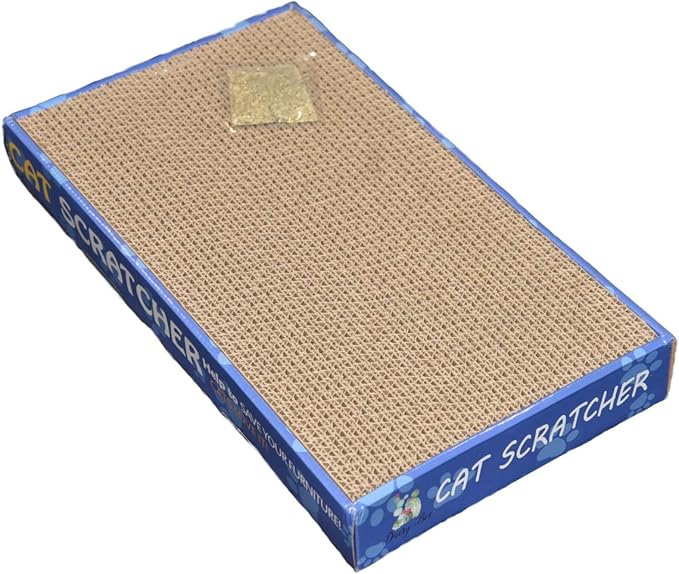 Flat Cat Scratcher Lounger with Two Reversible Double Wide Corrugated Cardboard Surfaces