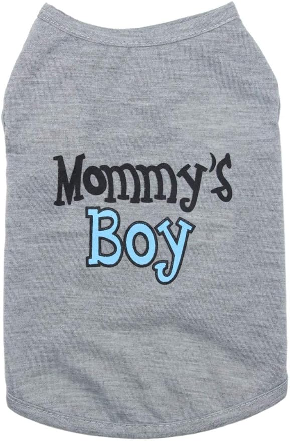 Oasis Plus Mommy's Boy Gray Pet T-Shirt Vest Outfits Clothes for Female Male Dog Cat Rabbit