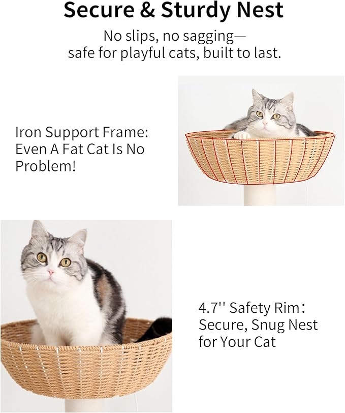 Modern Cat Tree for Large Cat, Wood Cat Tower Heavy Duty with Scratch Post for Indoor Big Cats (133cm (Natural Wood))