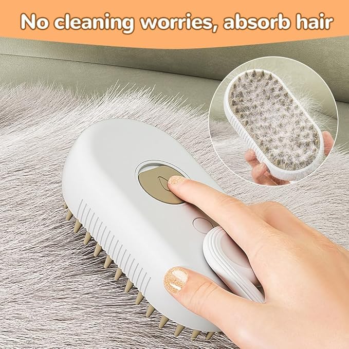 Cat Steam Brush, 3 in 1 Dog Steam Brush,Steam Cat Brush,Silicone Massage Grooming Pet Steam Brush for Cats Dogs,Rechargeable Cats Dogs Steam Brush for Shedding (White)