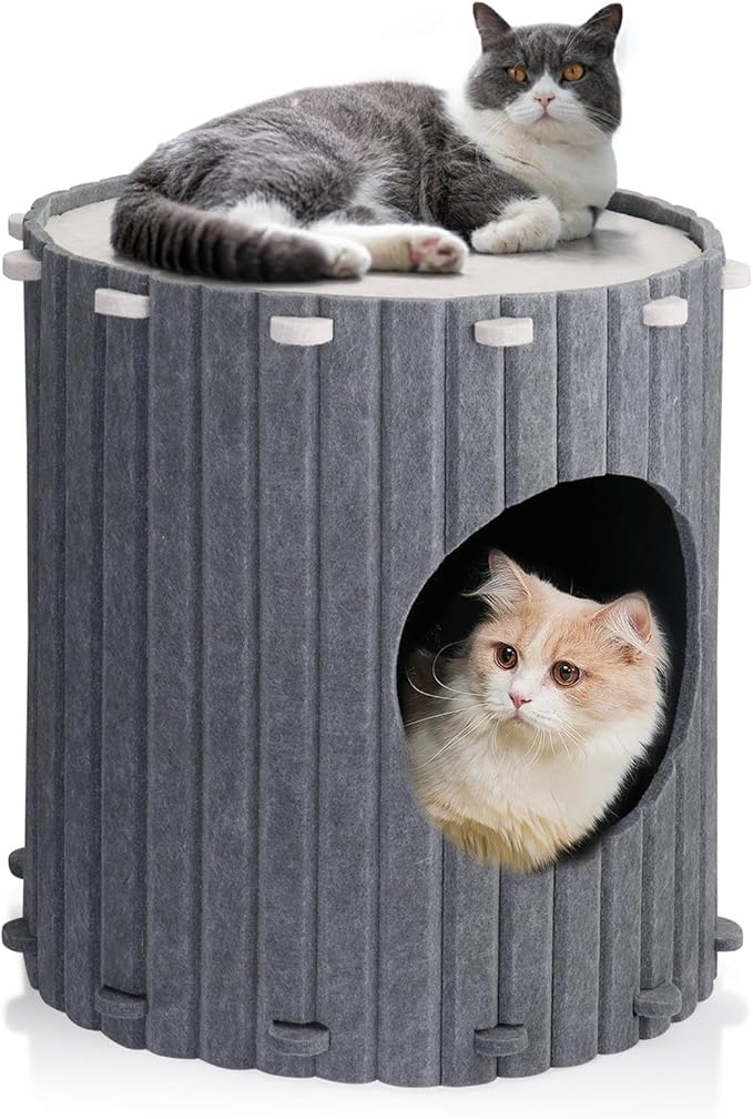 Simhoa Cat House for Indoor Cat, Covered Cat Bed & Furniture with Scratch Pad, Foldable Cat Hideaway for Cats and Small Pets