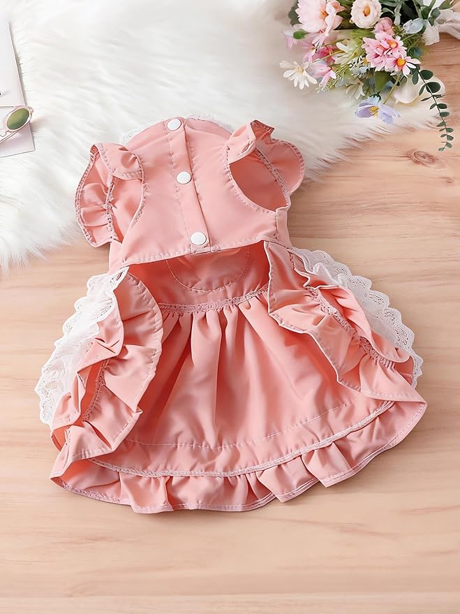 Angrypet Valentine's Day Cats and Dogs Pet Dresses Spring Summer Pets Clothes Small Puppy Tutu Outfits Pink Medium