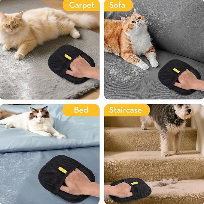 Pet Hair Removal Glove for Cats & Dogs Thickened Strong Pet Hair Remover Glove Reusable Electrostatic Pet Hair Magic Brush Washable De-Shedding Gloves for Couch Clothing Carpet Furniture Seats (1 pcs)