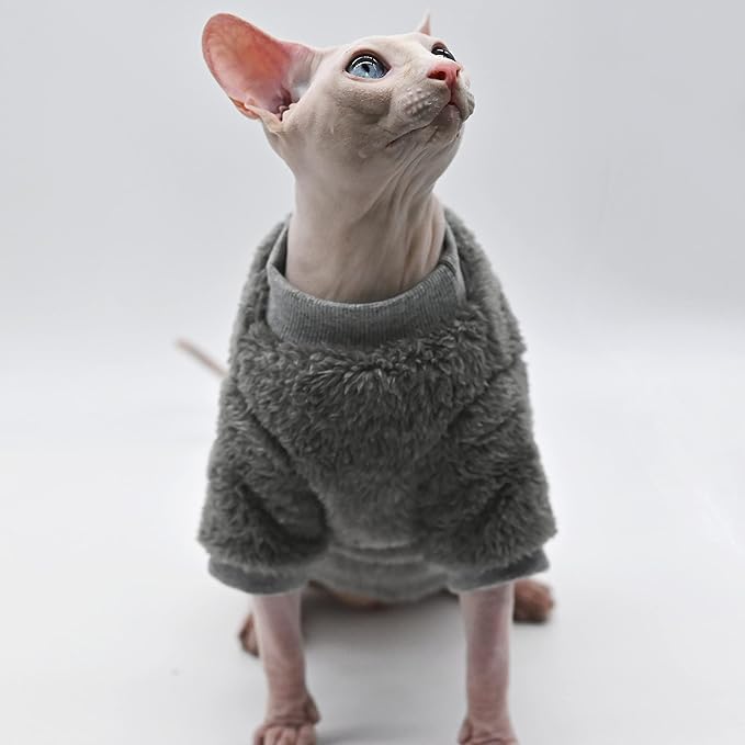 Warm Pet Sweater Sphynx Cat Clothes Fashion Soft Cat Apparel Comfort Thickened Winter Sphinx Hairless Cat Clothes (S)