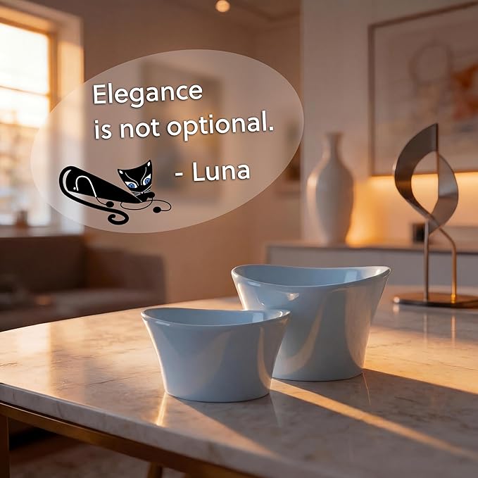 Elevated Cat Bowls for Water – Raised Bowl for Indoor Cats – Whisker & Neck Fatigue Shallow Cat Dishes – Vet-Recommended Height, Modern Pedestal Design – Non-Slip & Dishwasher-Safe – 8 oz Powder Blue
