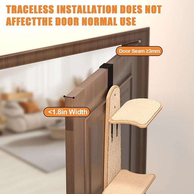 Door Hanging Cat Tree, 4-Tier Door-Above Cat Tree for Indoor Cats, Space-Saving Vertical Cat Furniture, Easy to Install Without Tools - Holds Up to 30 lb