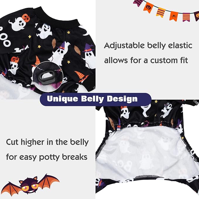 CuteBone Fleece Dog Halloween Pajamas Clothes Puppy Jammies Pet Apparel Cat Onesie for Chihuahua Yorkie Frenchies P305L