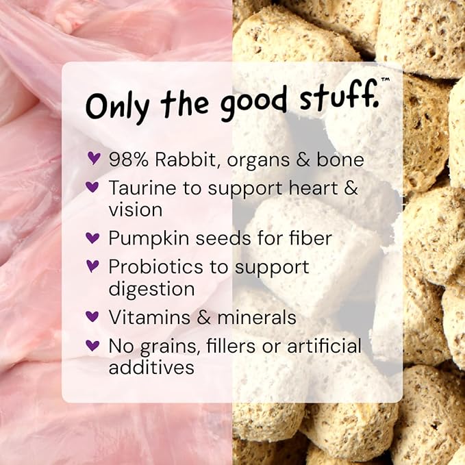 Stella & Chewy's Freeze-Dried Raw Cat Dinner Morsels - Premium Rabbit Recipe with 98% Responsibly-Sourced Meat & Organs - Natural Grain-Free Cat & Kitten Food - Made in USA - 8 oz