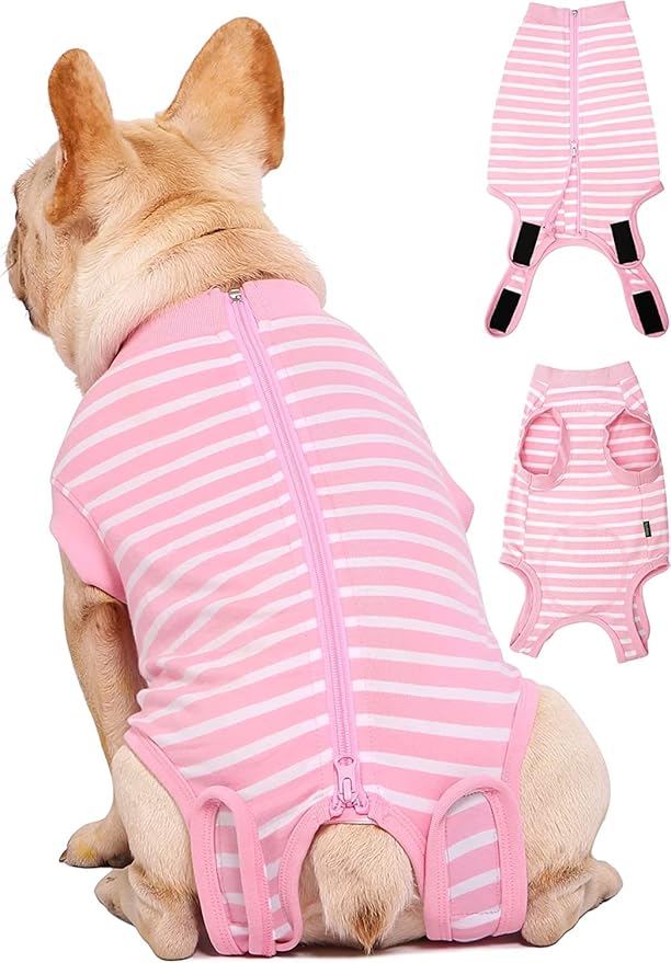 Dog Recovery Suit Female,Pink Small Surgery Recovery Shirt,Pink-White Striped S