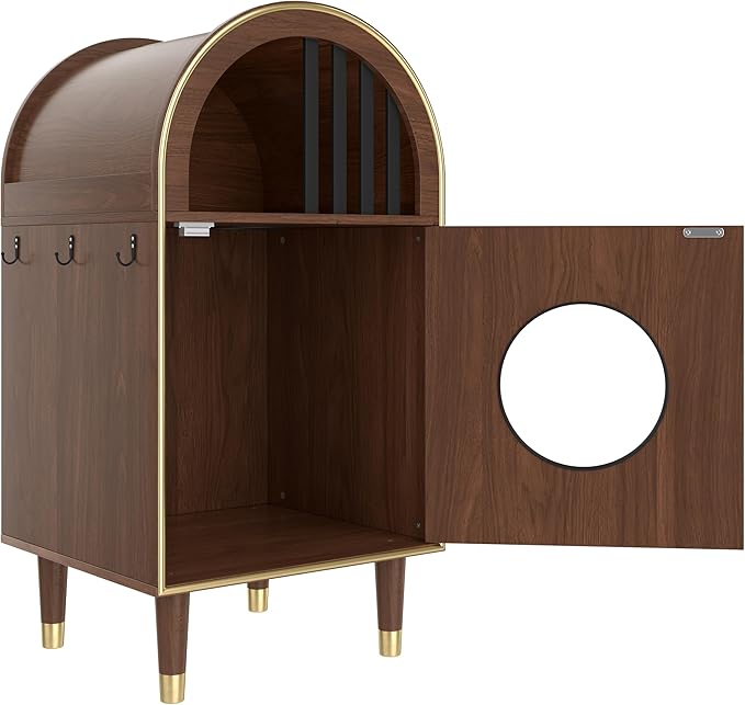 Pet Litter Box Enclosure, 2-in-1 Condo Cat Bed, Cat Shelter Furniture with Two-Level Cozy Haven for 2 Cats, Cute Kitty Condo for Sleeping, Luxury Cat House& Furniture, Espresso
