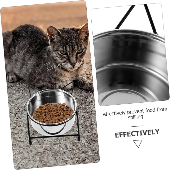 Elevated Double Bowl Cat Feeder Ergonomic Stainless Steel PET Feeding Bowls Non-Slip Design for Cats and Small Dogs for Healthy Feeding